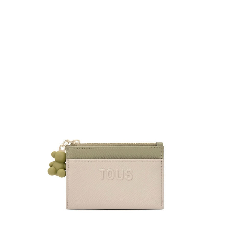 portamonete-portacarte tous audree saffiano color tortora e verde