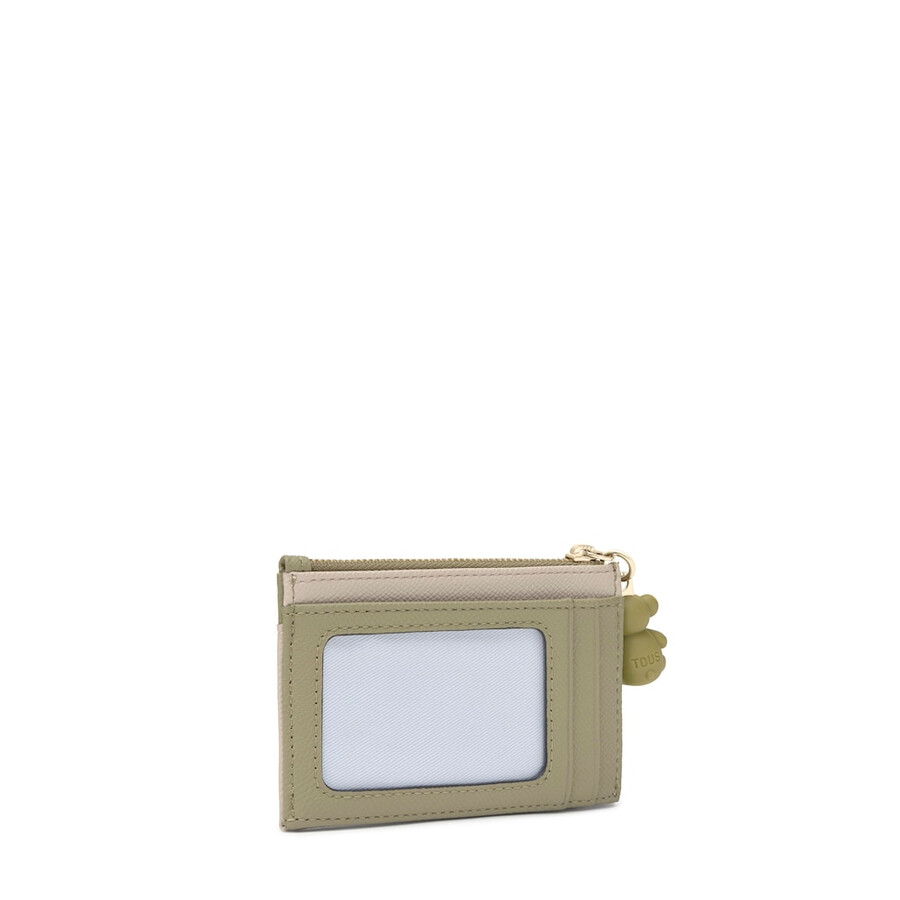 portamonete-portacarte tous audree saffiano color tortora e verde