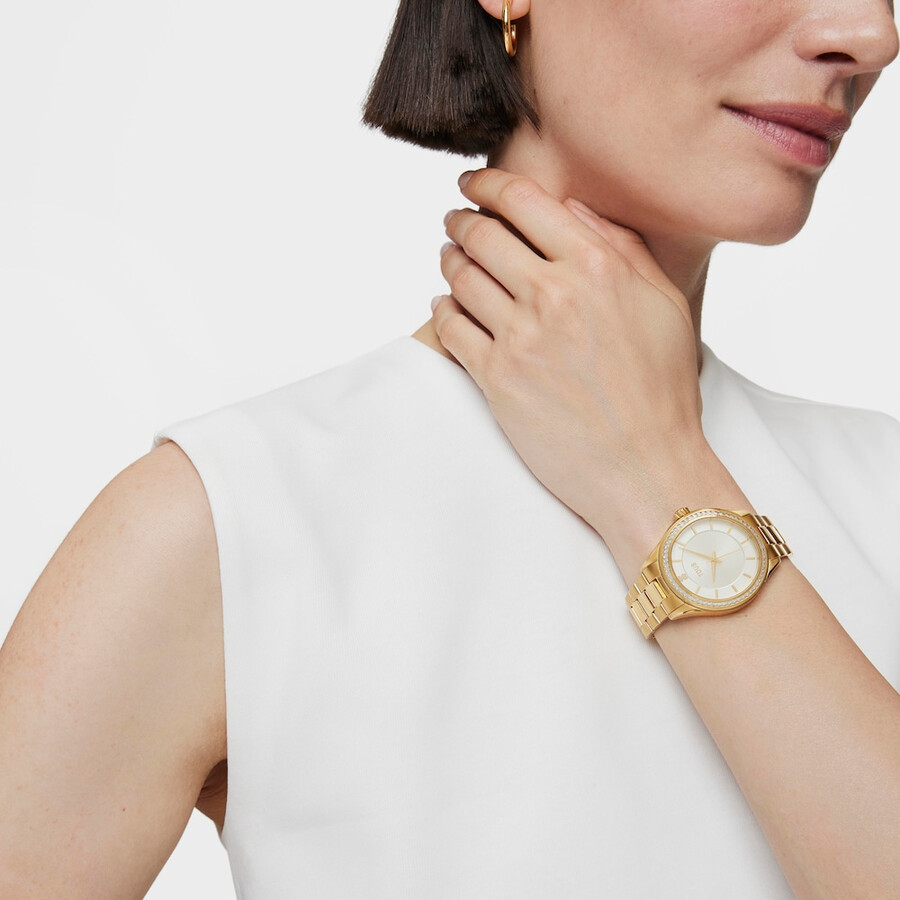 orologio t-shine in acciaio ip color oro con zirconi cubici