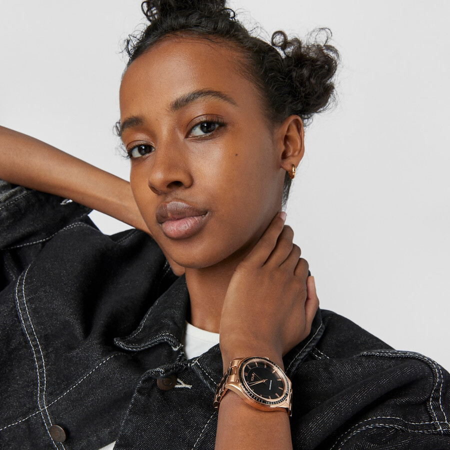 orologio t-shine in acciaio ip rosa con zirconi cubici