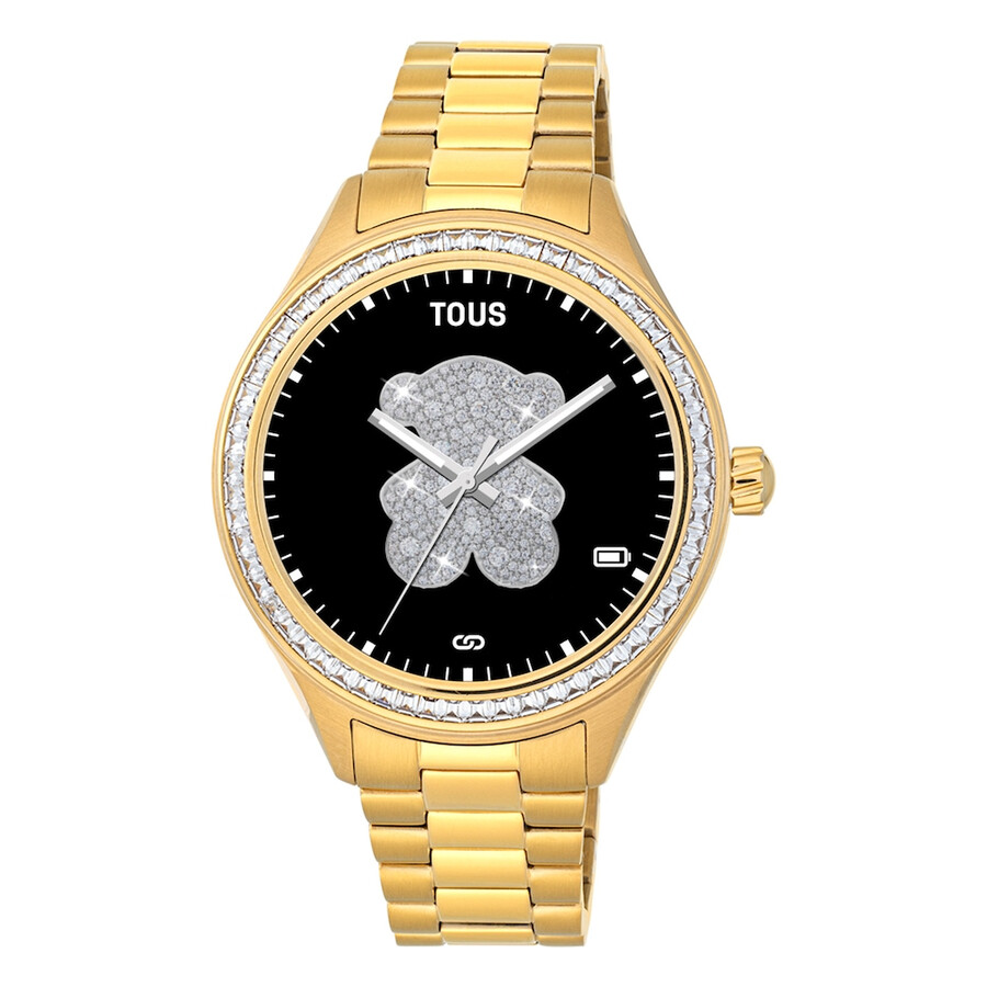 smartwatch t-shine connect con cinturino in acciaio ip color oro con zirconi cubici bianchi