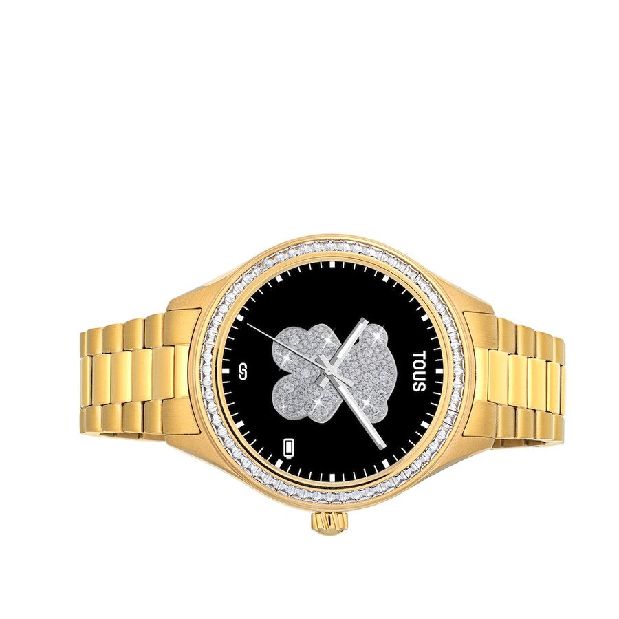 smartwatch t-shine connect con cinturino in acciaio ip color oro con zirconi cubici bianchi