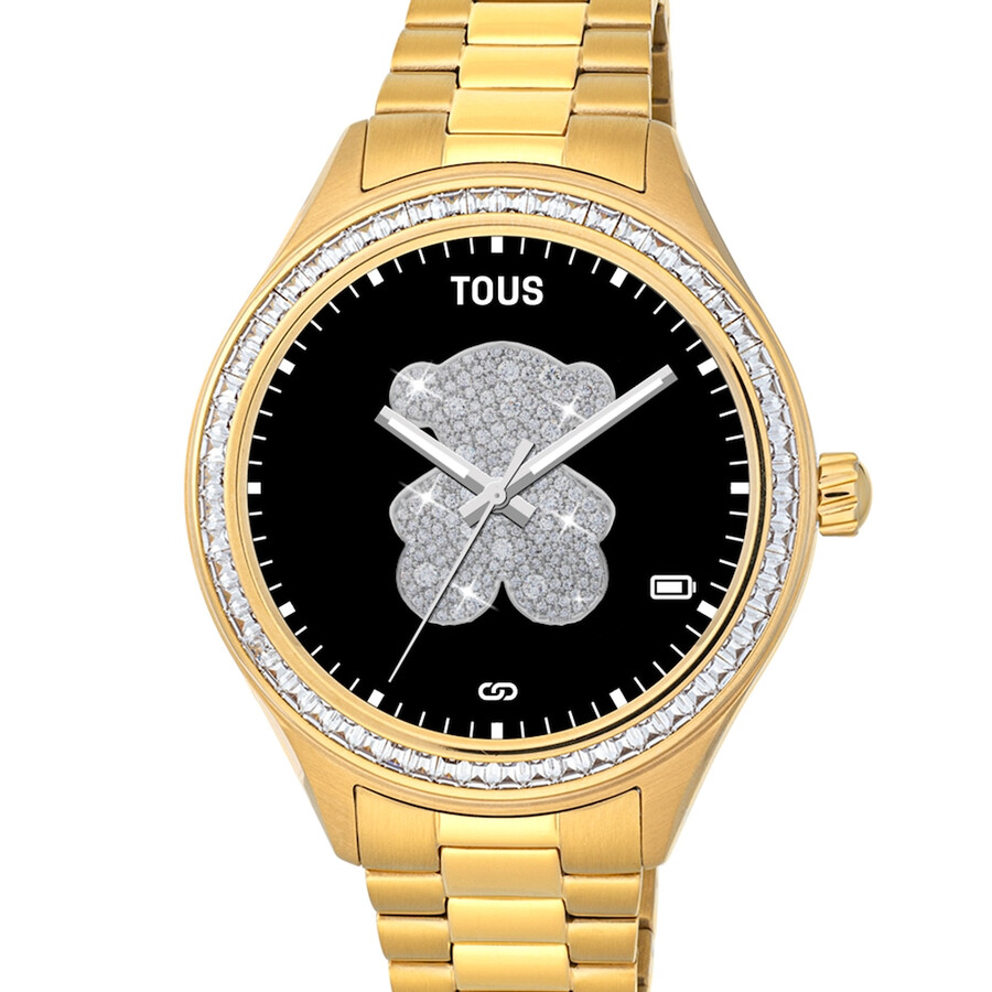 smartwatch t-shine connect con cinturino in acciaio ip color oro con zirconi cubici bianchi