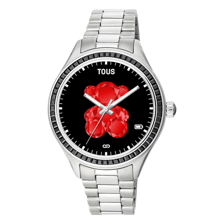 smartwatch t-shine connect con cinturino in acciaio con zirconi cubici neri