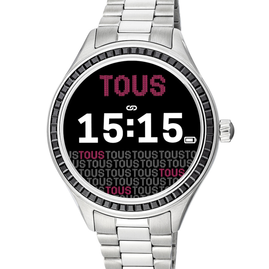 smartwatch t-shine connect con cinturino in acciaio con zirconi cubici neri