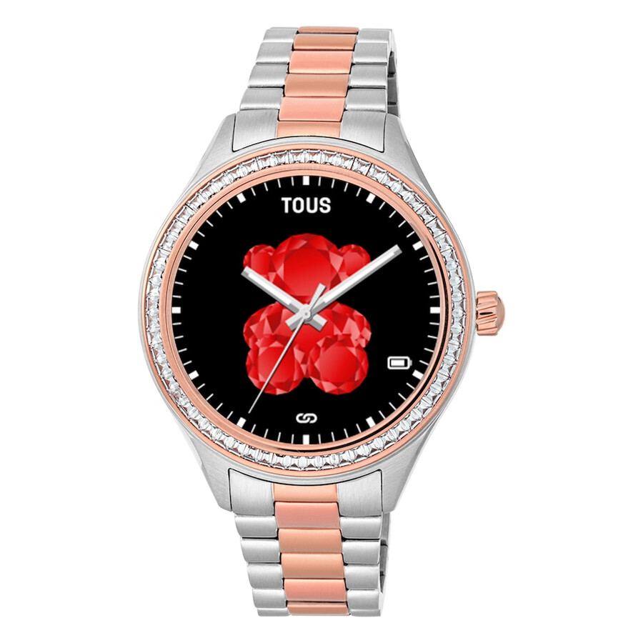 smartwatch t-shine connect con cinturino in acciaio e acciaio ip color rosa con zirconi cubici bianchi