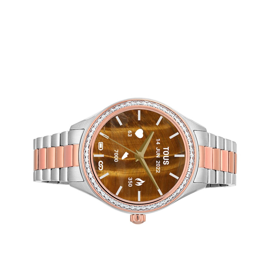 smartwatch t-shine connect con cinturino in acciaio e acciaio ip color rosa con zirconi cubici bianchi