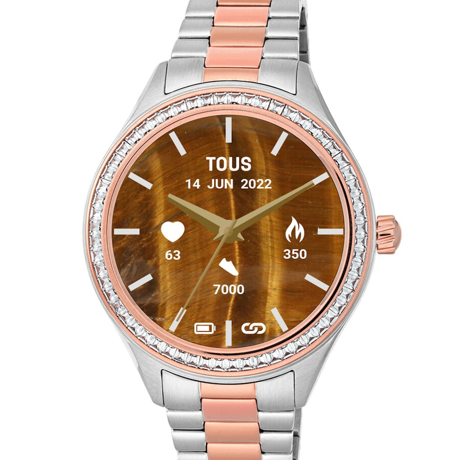 smartwatch t-shine connect con cinturino in acciaio e acciaio ip color rosa con zirconi cubici bianchi