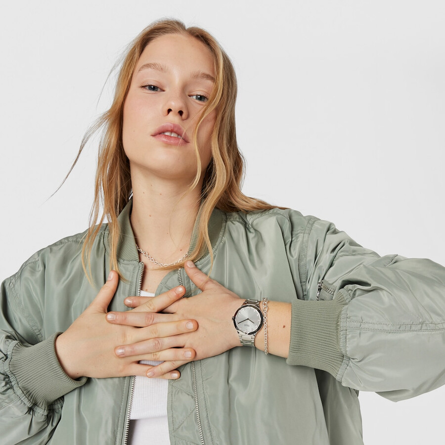 orologio analogico con cinturino in acciaio karat round