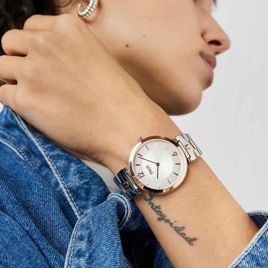orologio analogico con cinturino in acciaio iprg color rosa e s-band
