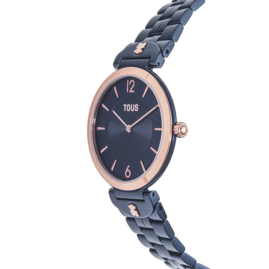 orologio analogico con cinturino in acciaio ip blu e cinturino in acciaio iprg rosa s-band
