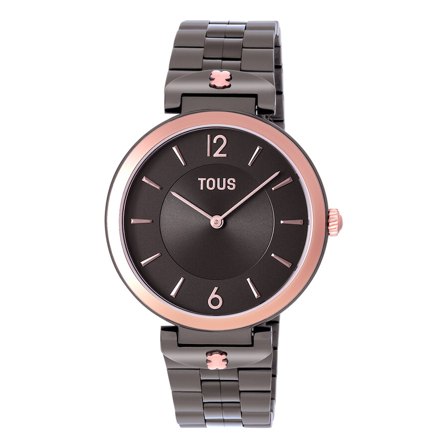 orologio analogico con cinturino in acciaio ip grigio e cinturino in acciaio iprg rosa s-band