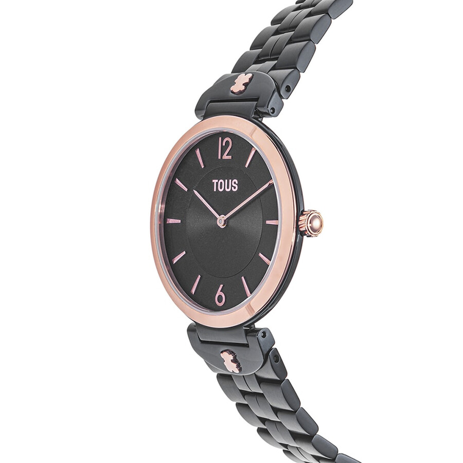 orologio analogico con cinturino in acciaio ip grigio e cinturino in acciaio iprg rosa s-band