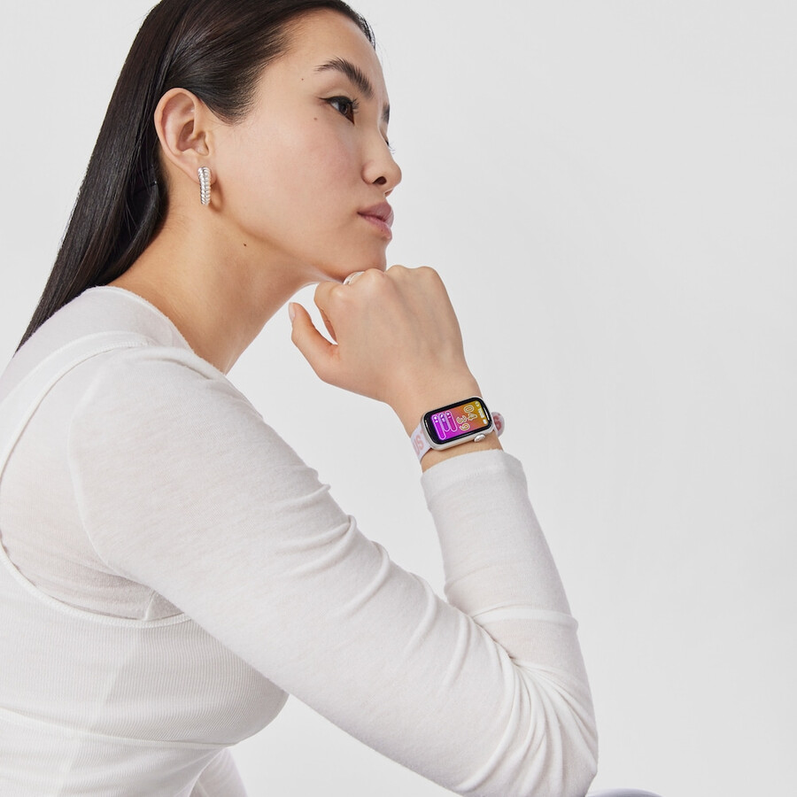 smartwatch con cinturino in nylon e cinturino in silicone rosa t-band