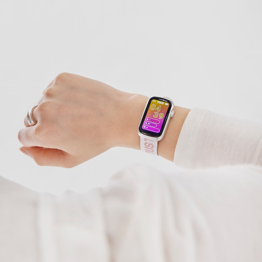 smartwatch con cinturino in nylon e cinturino in silicone rosa t-band