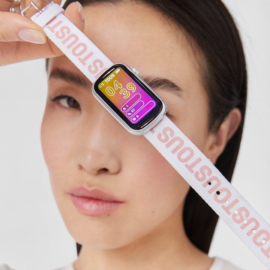 smartwatch con cinturino in nylon e cinturino in silicone rosa t-band