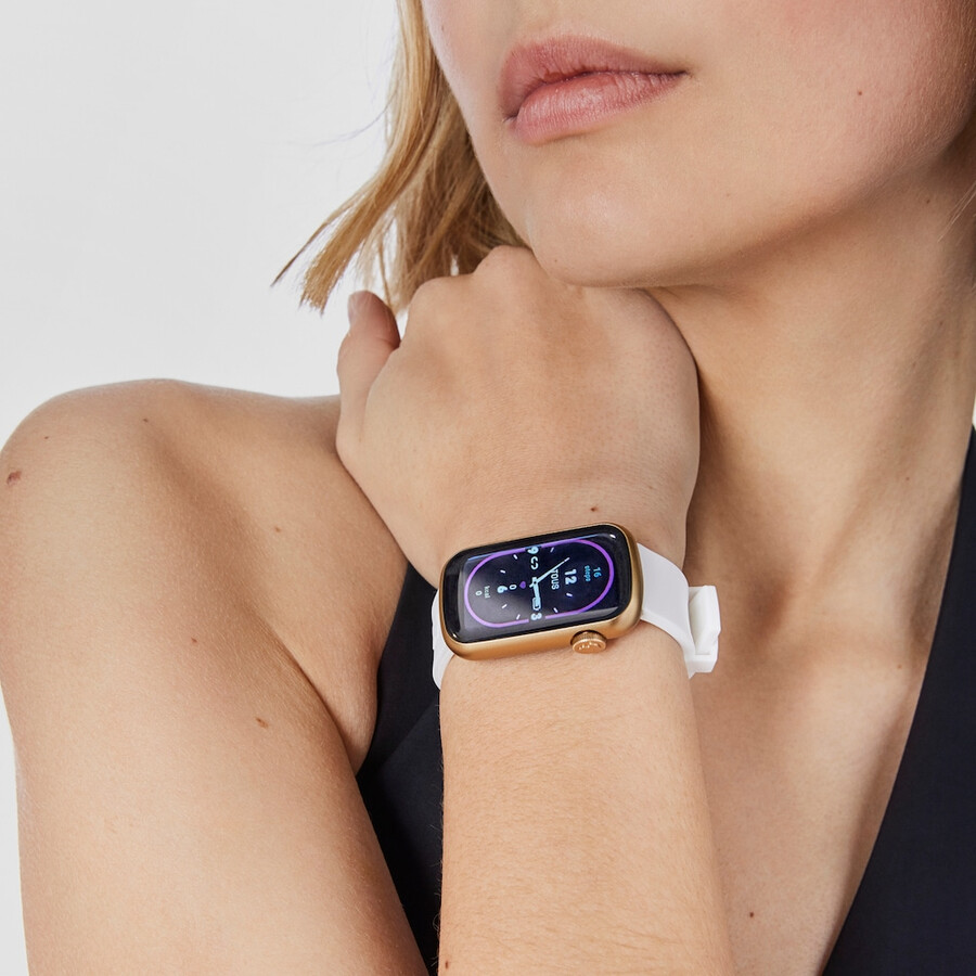 smartwatch con cinturino in nylon e cinturino in silicone bianco t-band