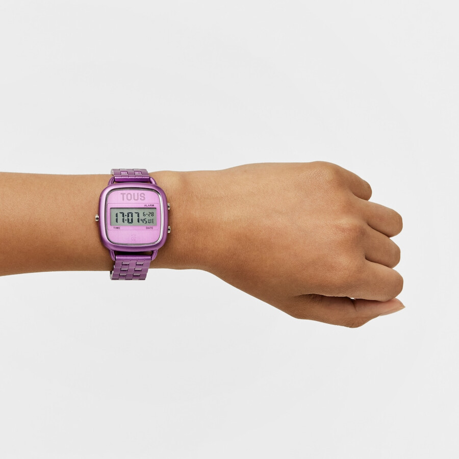 orologio digitale d-logo con cinturino in acciaio fucsia