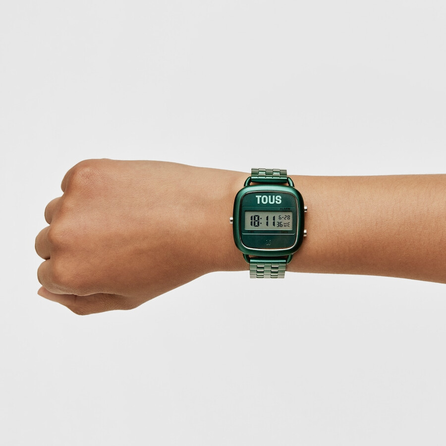orologio digitale d-logo con cinturino in acciaio verde