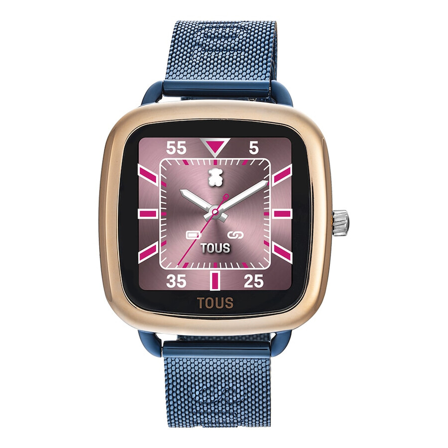 smartwatch d-connect in acciaio iprg rosa con bracciale in acciaio ip blu