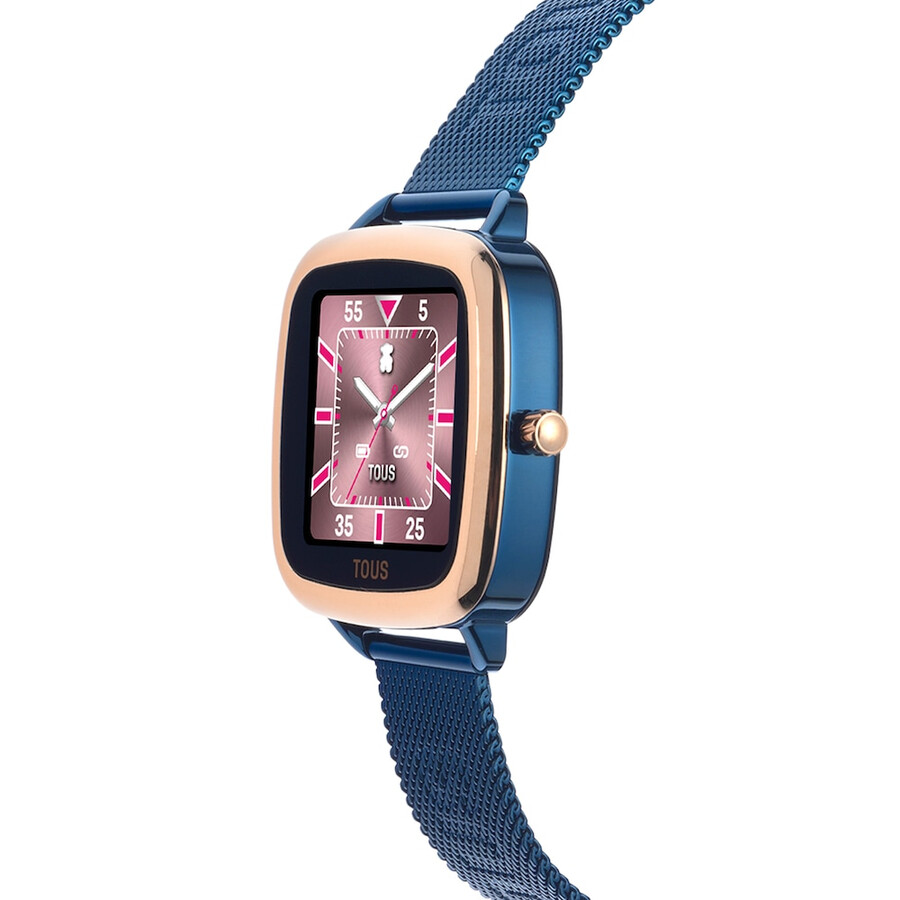 smartwatch d-connect in acciaio iprg rosa con bracciale in acciaio ip blu