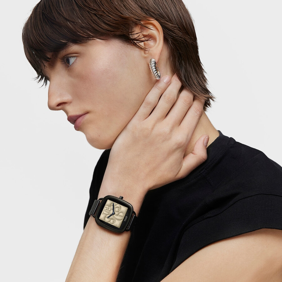 smartwatch d-connect con bracciale in acciaio ip nero