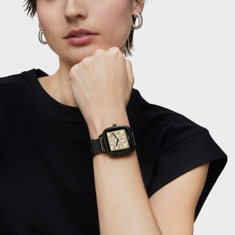 smartwatch d-connect con bracciale in acciaio ip nero