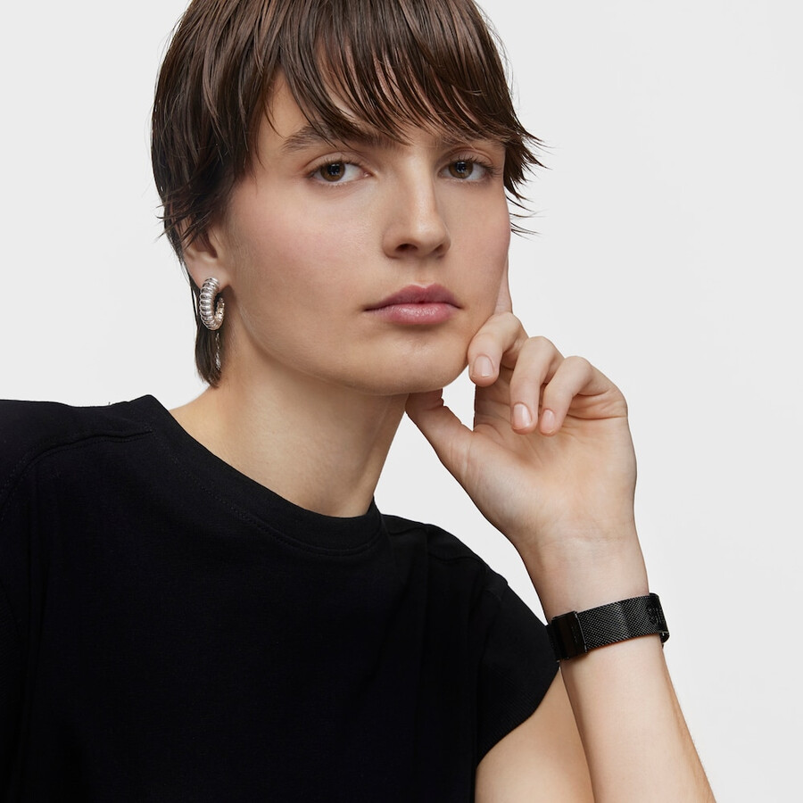 smartwatch d-connect con bracciale in acciaio ip nero