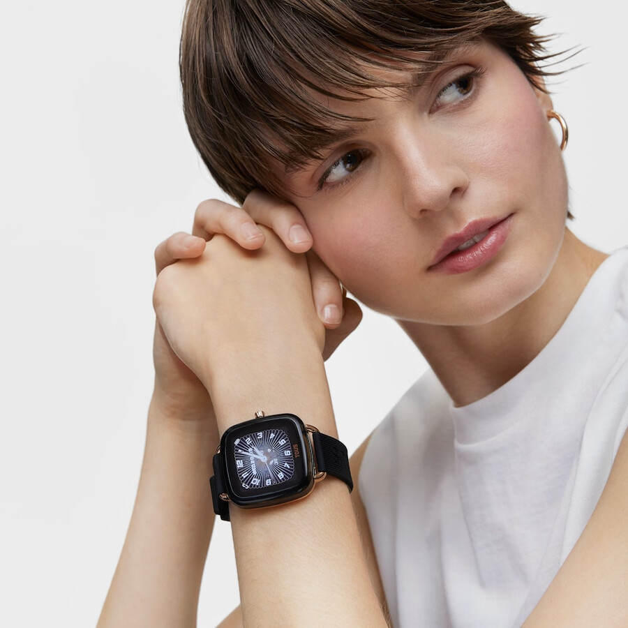 smartwatch d-connect con cinturino in silicone nero