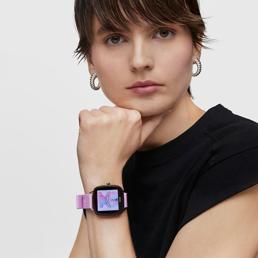 smartwatch d-connect con cinturino in silicone rosa