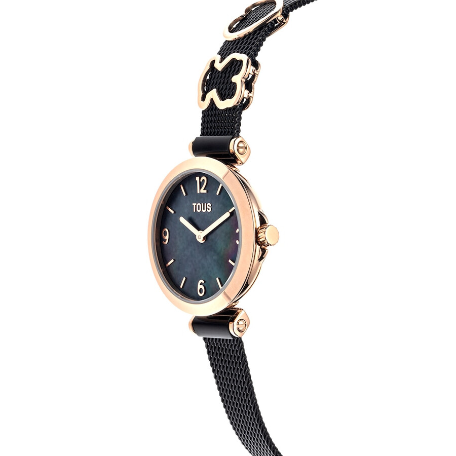 orologio analogico icon charms con cinturino in acciaio ip nero e acciaio iprg rosa