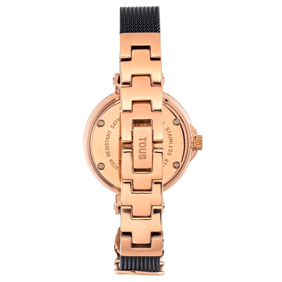 orologio analogico icon charms con cinturino in acciaio ip nero e acciaio iprg rosa