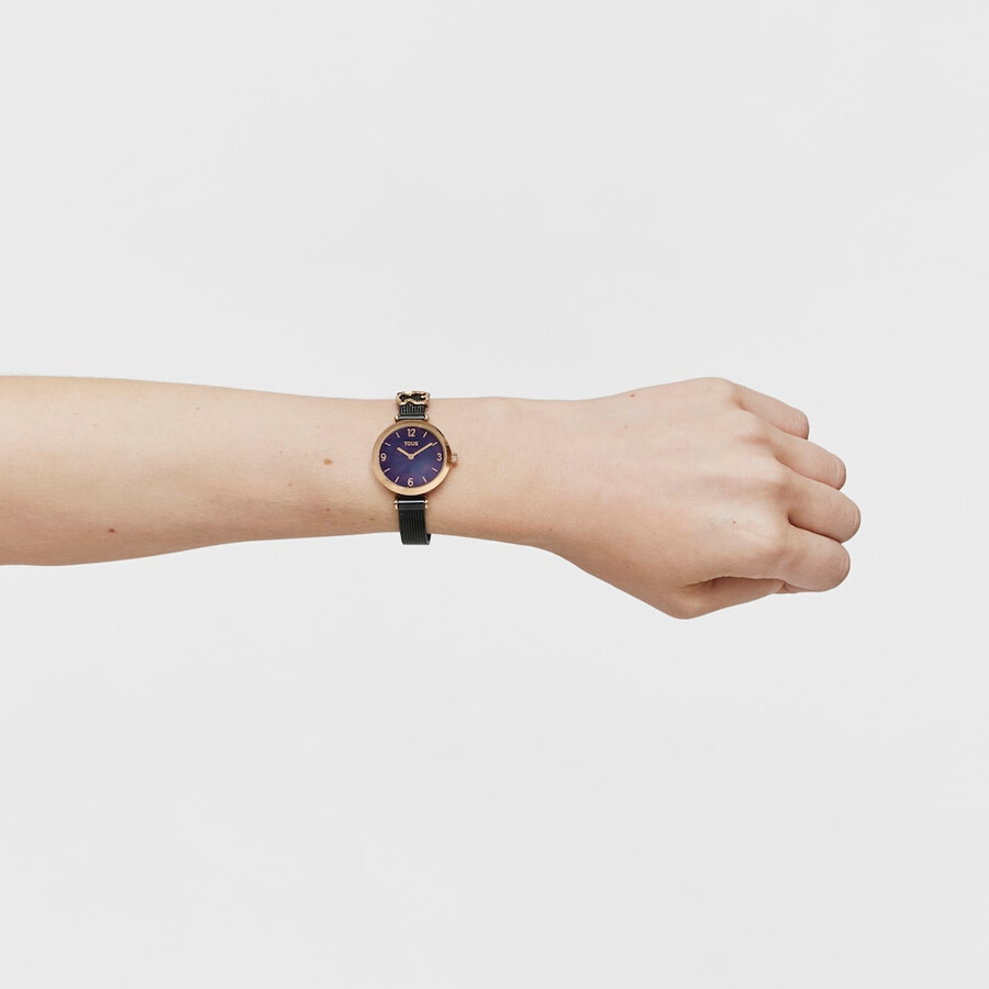 orologio analogico icon charms con cinturino in acciaio ip nero e acciaio iprg rosa