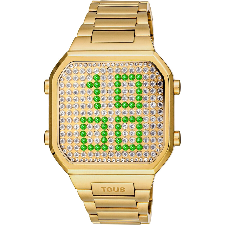 orologio digitale con bracciale in acciaio ipg color oro e cassa con led d-bear