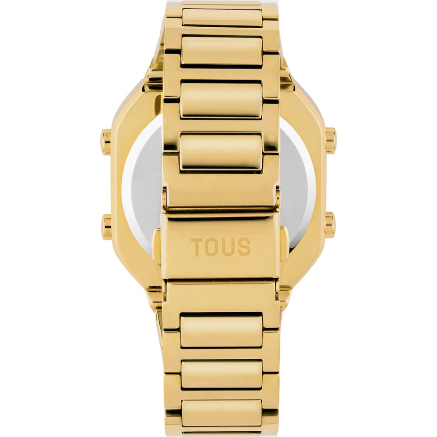 orologio digitale con bracciale in acciaio ipg color oro e cassa con led d-bear