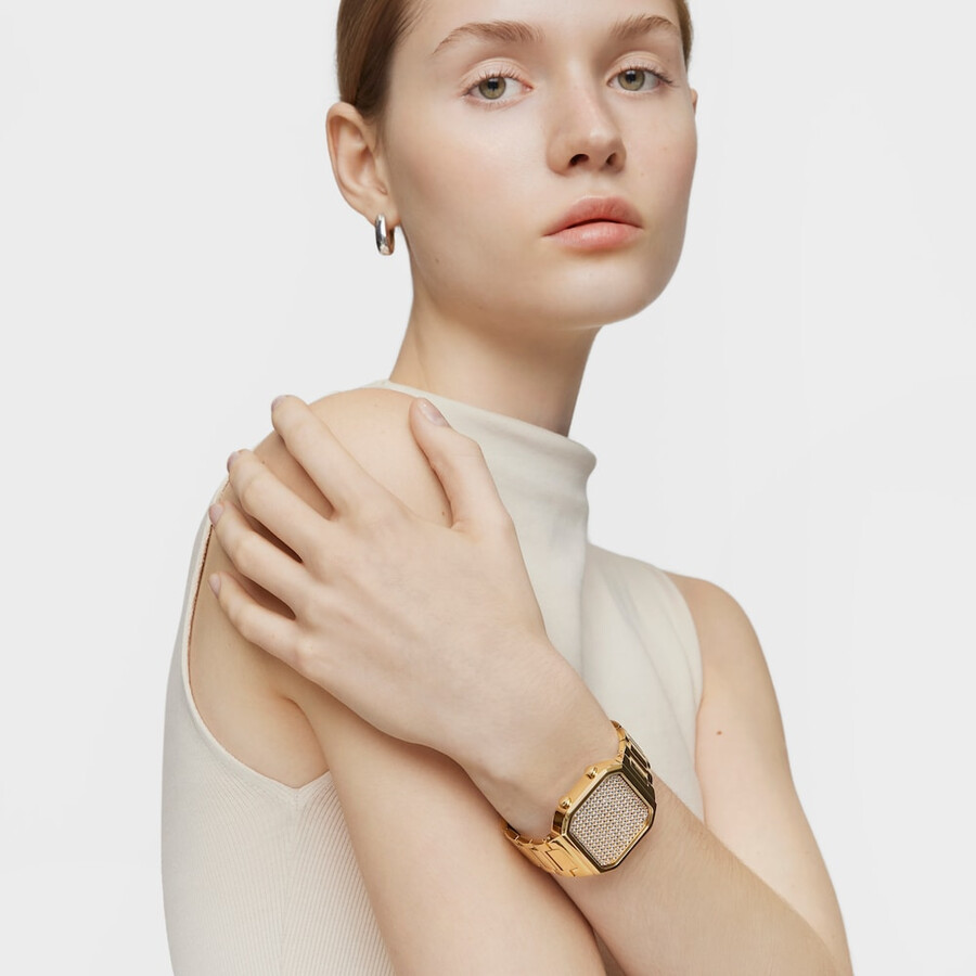 orologio digitale con bracciale in acciaio ipg color oro e cassa con led d-bear