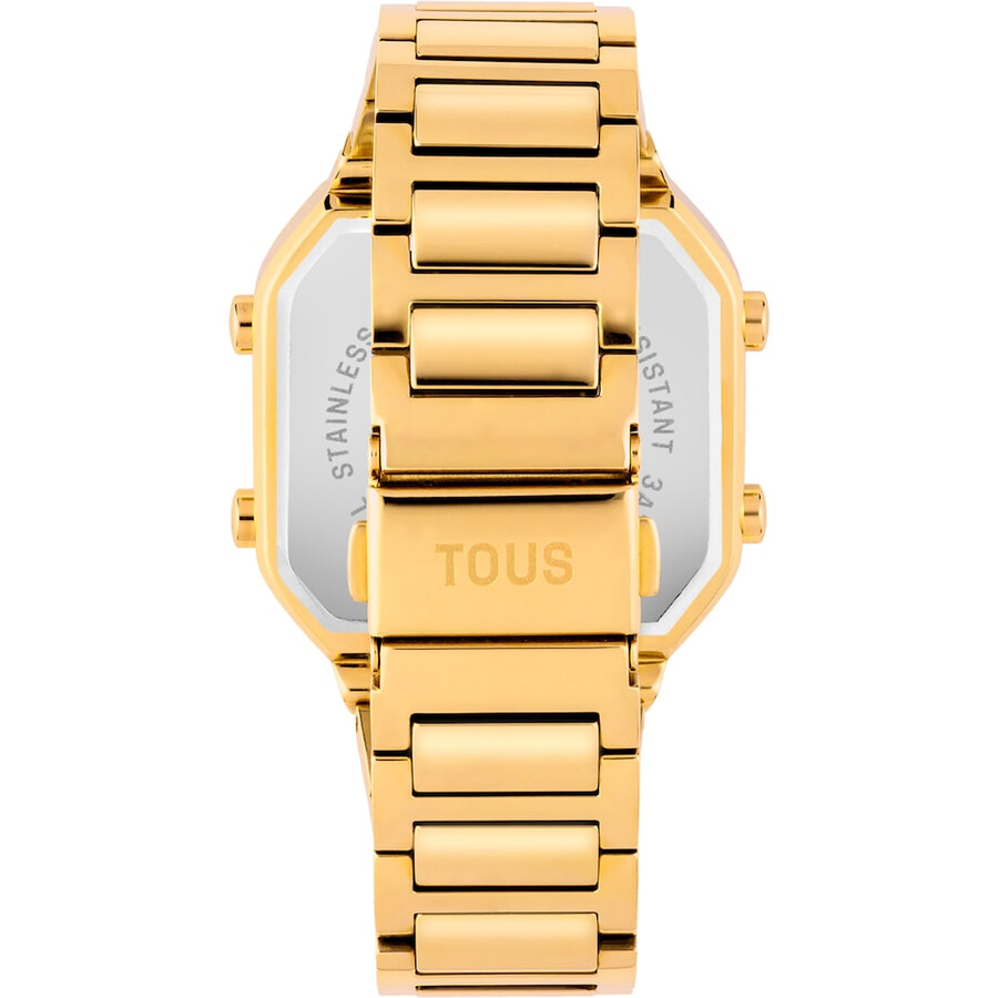 orologio digitale con bracciale in acciaio ipg color oro e zirconi d-bear