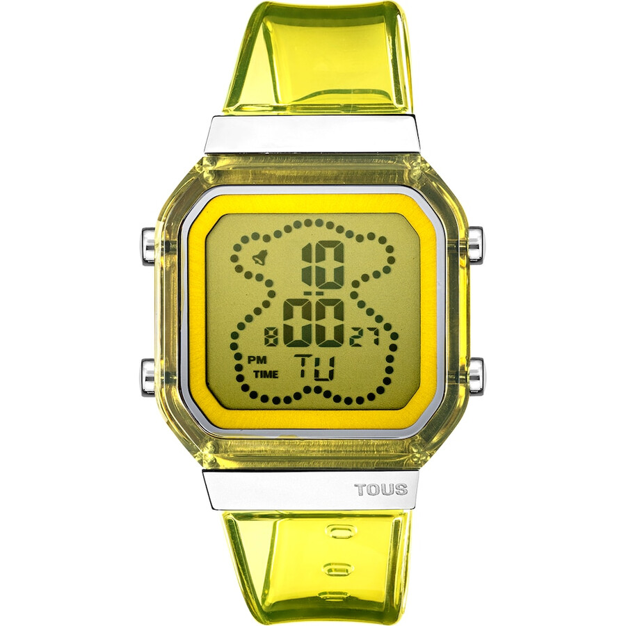 orologio digitale in policarbonato giallo e acciaio d-bear fresh