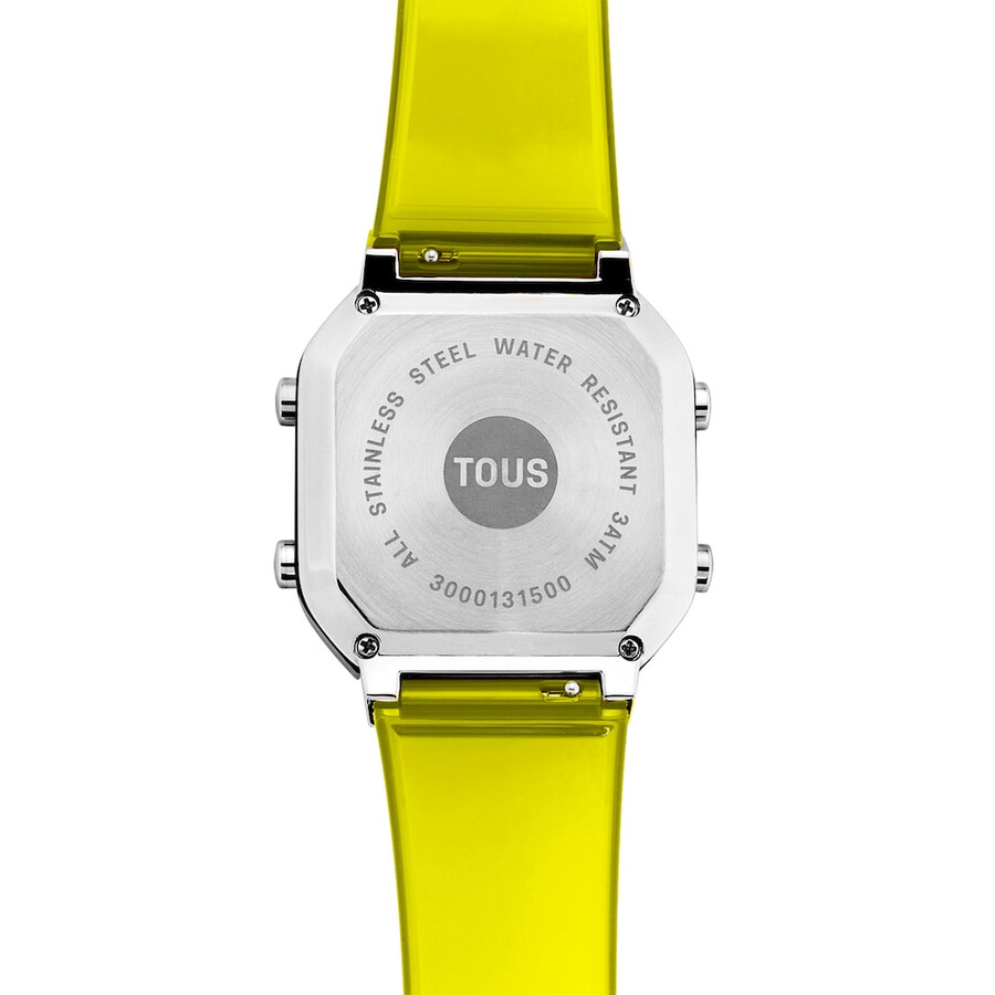 orologio digitale in policarbonato giallo e acciaio d-bear fresh