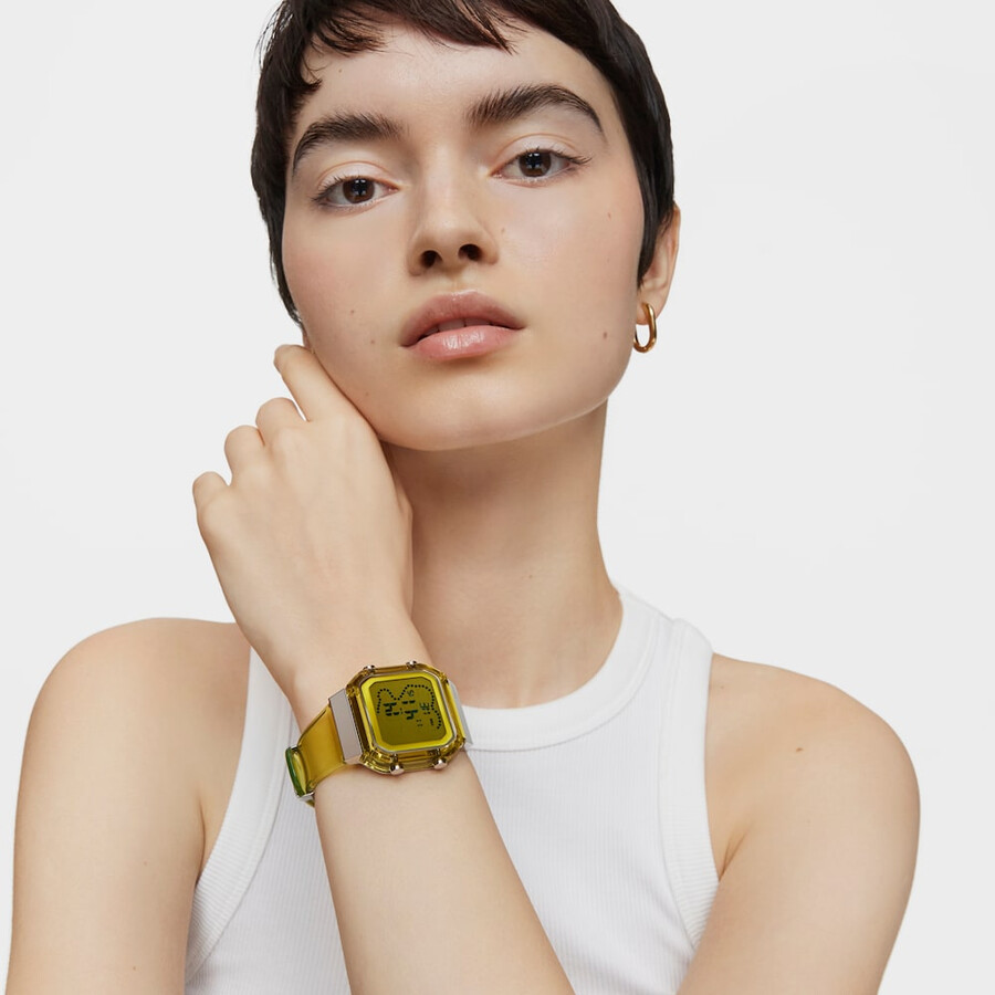 orologio digitale in policarbonato giallo e acciaio d-bear fresh