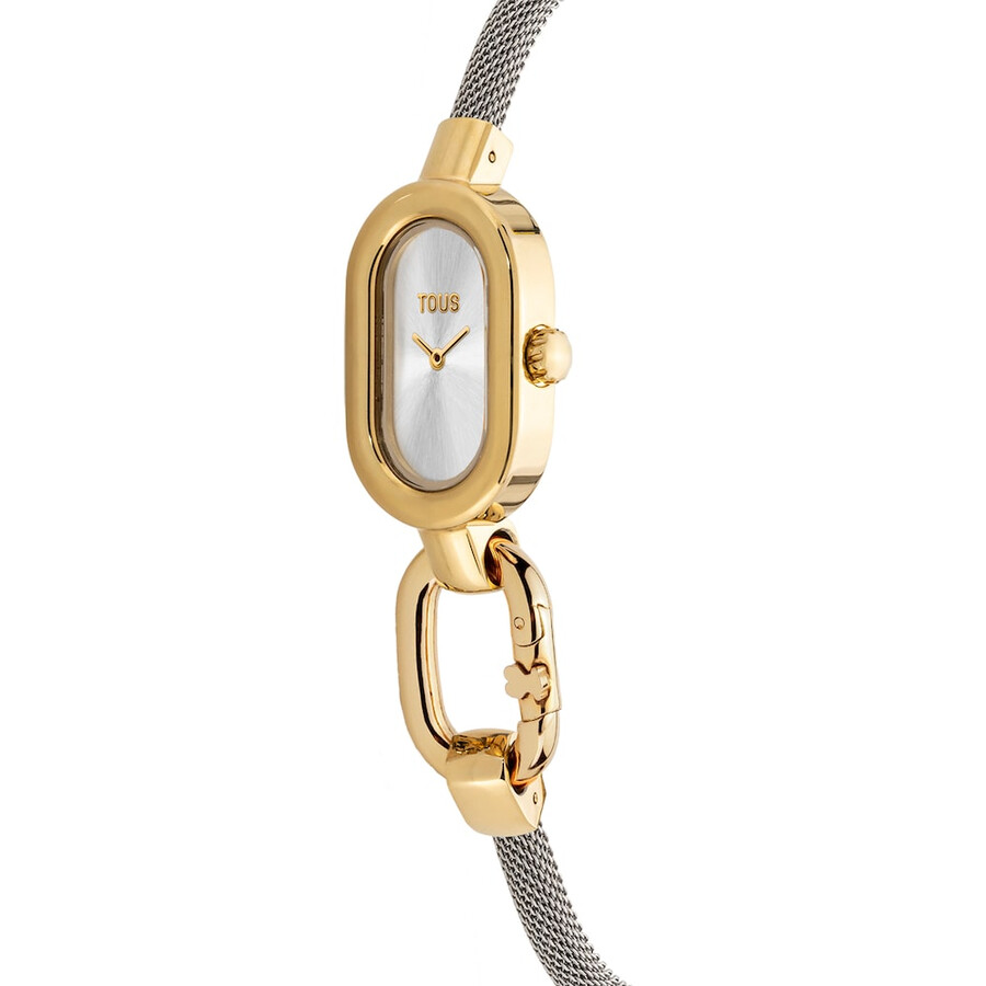orologio analogico con bracciale in acciaio e cassa ipg color oro tous hold oval