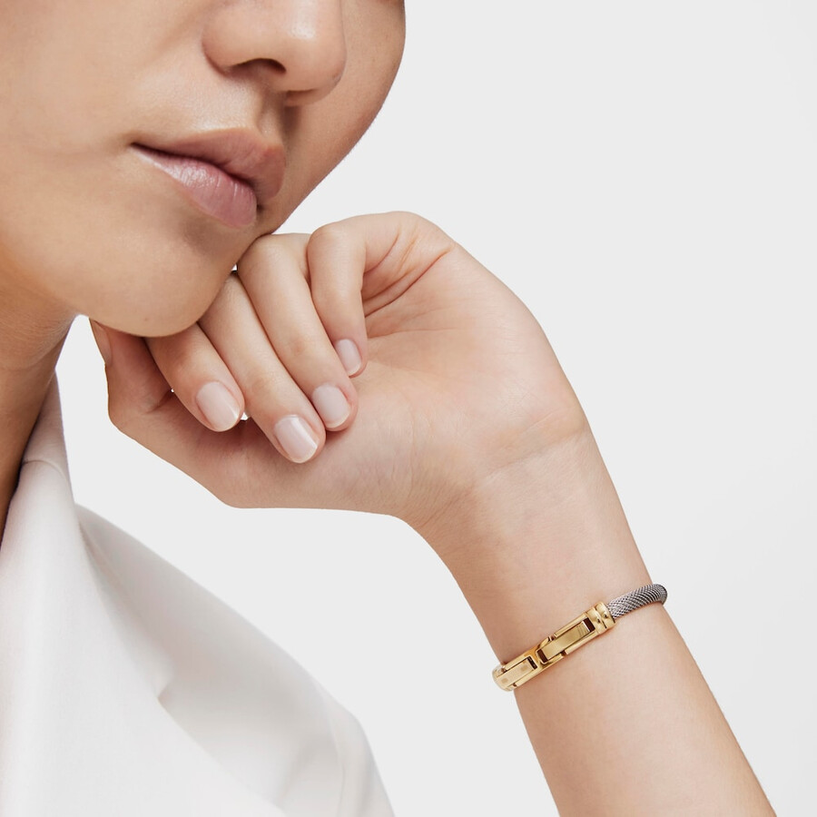 orologio analogico con bracciale in acciaio e cassa ipg color oro tous hold oval