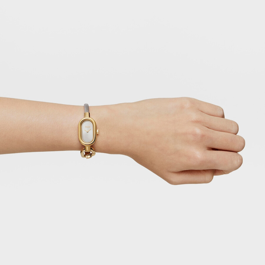 orologio analogico con bracciale in acciaio e cassa ipg color oro tous hold oval