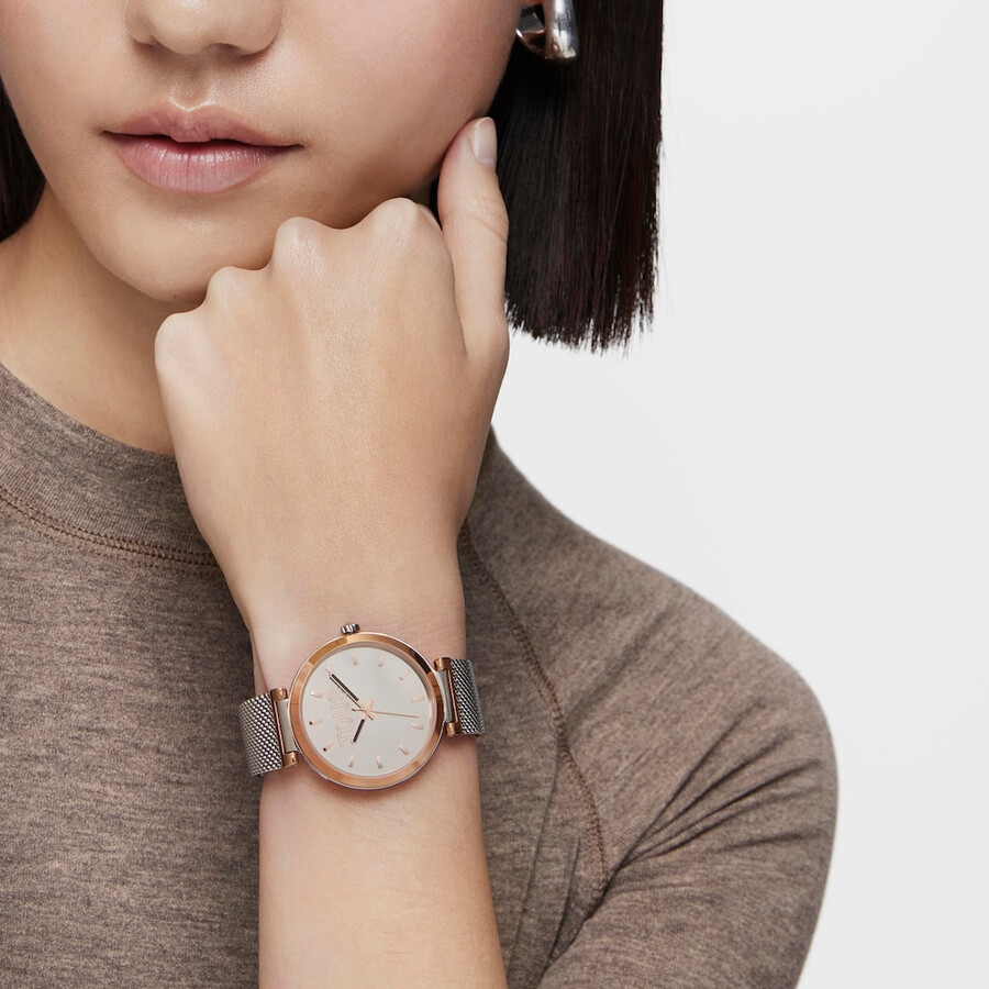 orologio analogico con bracciale in acciaio e cassa in alluminio iprg tous s-mesh mirror color rosa