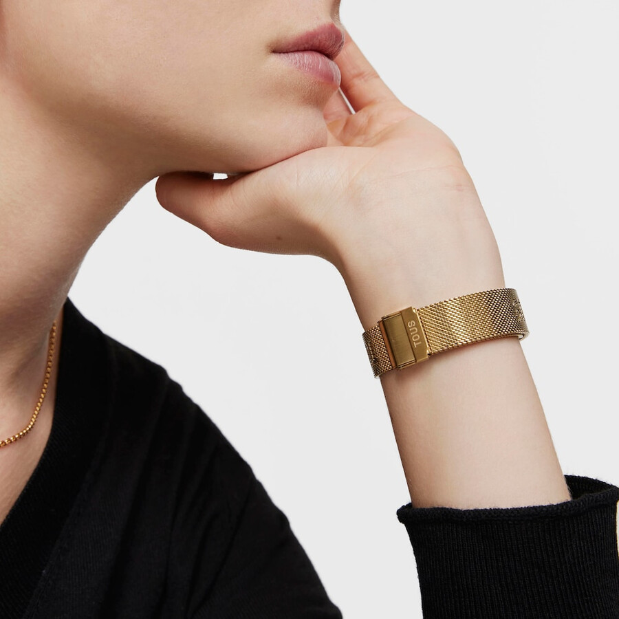 smartwatch con bracciale in acciaio ipg color oro e cassa in alluminio ipg color oro tous t-band mesh