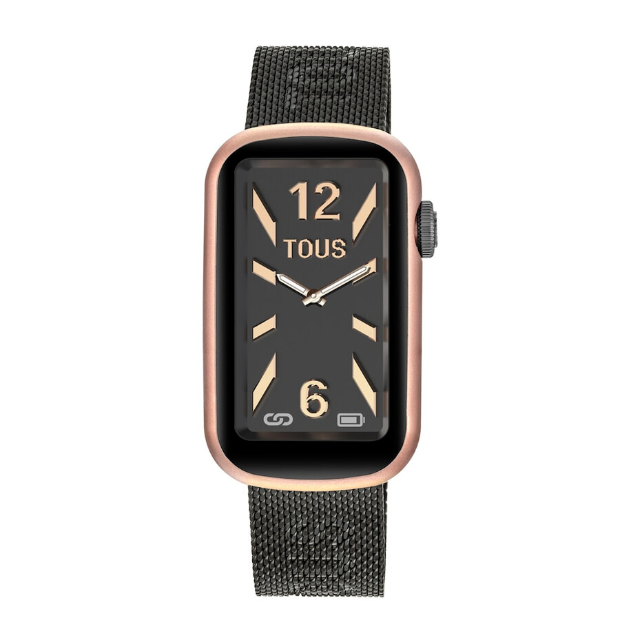 smartwatch con bracciale in acciaio ip grigio e cassa in alluminio in iprg tous t-band mesh color rosa
