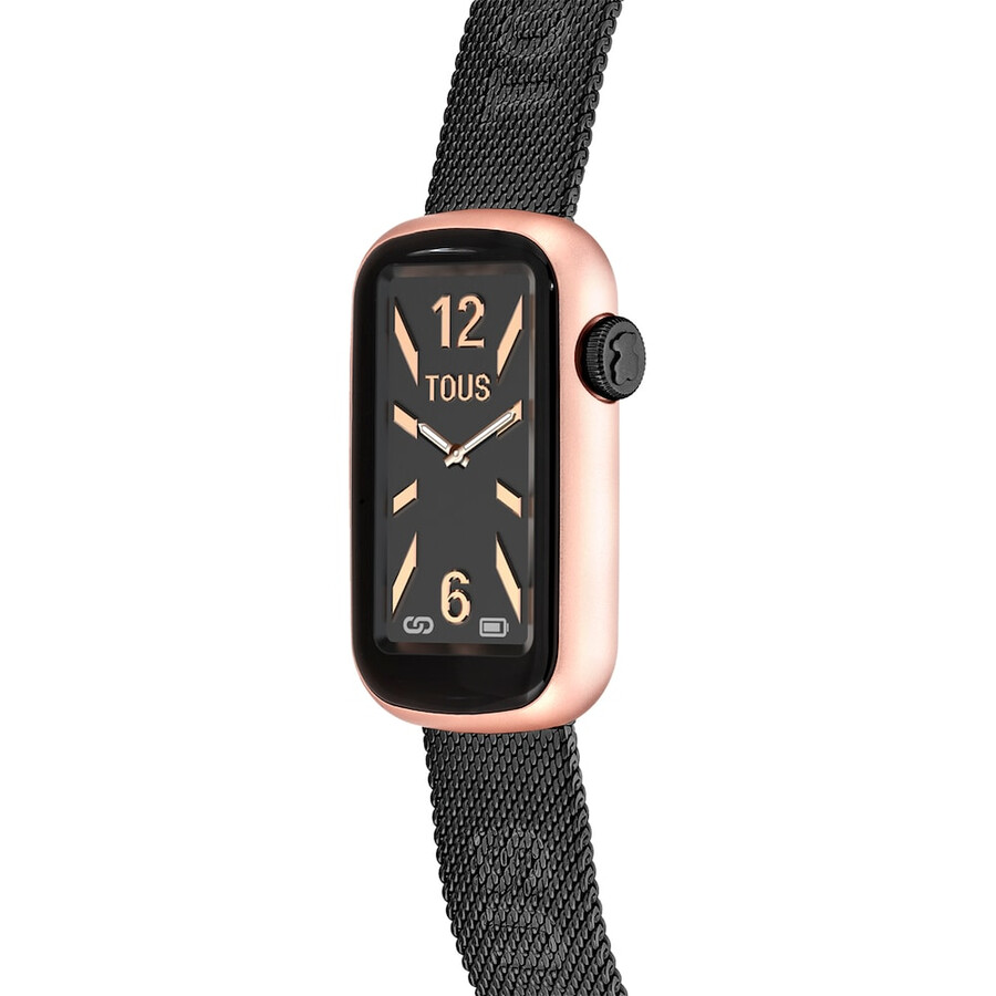 smartwatch con bracciale in acciaio ip grigio e cassa in alluminio in iprg tous t-band mesh color rosa