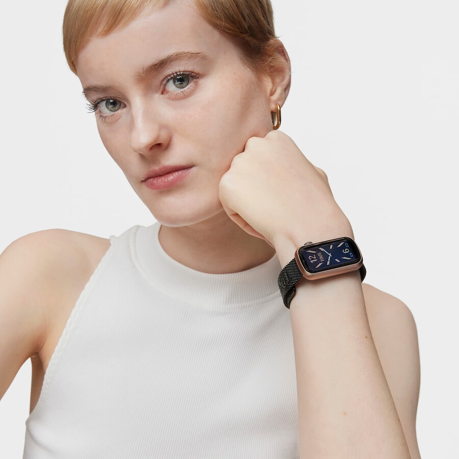 smartwatch con bracciale in acciaio ip grigio e cassa in alluminio in iprg tous t-band mesh color rosa