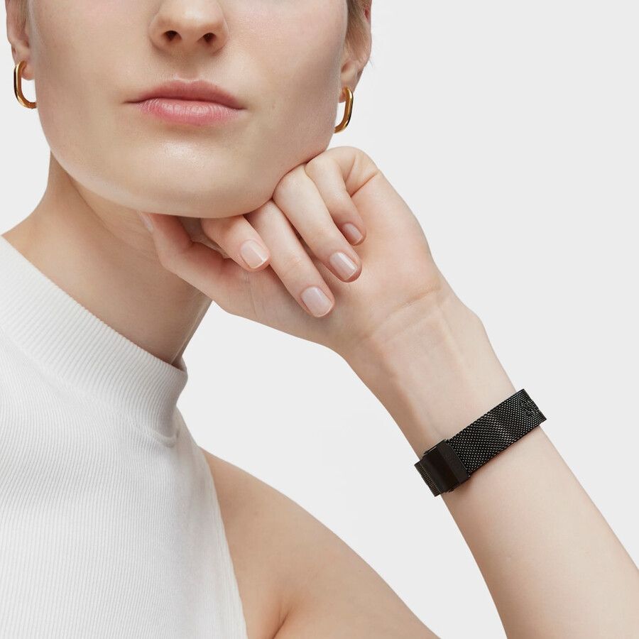 smartwatch con bracciale in acciaio ip grigio e cassa in alluminio in iprg tous t-band mesh color rosa