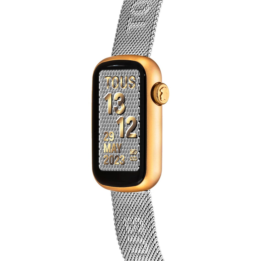 smartwatch con bracciale in acciaio e cassa in alluminio color oro ipg tous tous t-band mesh